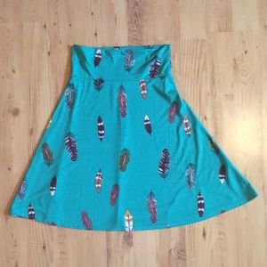 Turquoise feather Lularoe Azure Skirt
